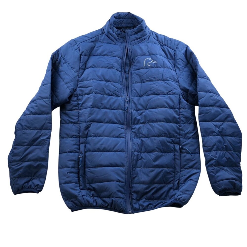 Ducks Unlimited Mens Puffer Jacket Large Quilted Winter Full Zip Outdoors Blue